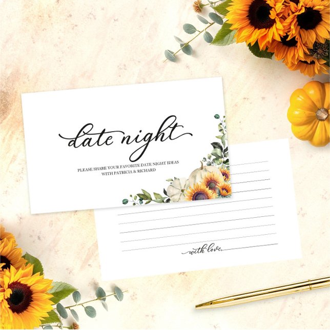 Sunflowers Fall Bridal Shower Date Night Cards (Creator Uploaded)