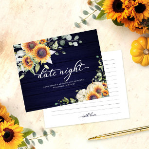 Sunflowers Fall Bridal Shower Date Night Cards