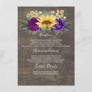 Sunflowers Fall Wedding Details Information Guest Enclosure Card
