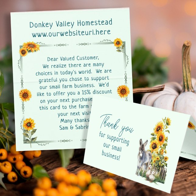 Sunflowers Farmers Market Folded Customer Thanks Business Card (Creator Uploaded)