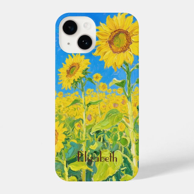 Sunflowers Field Red Orange Yellow Blue Van Gogh iPhone Case (Back)