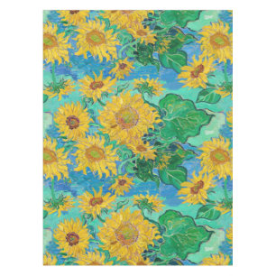 Sunflowers Field Red Orange Yellow Blue Van Gogh Tablecloth