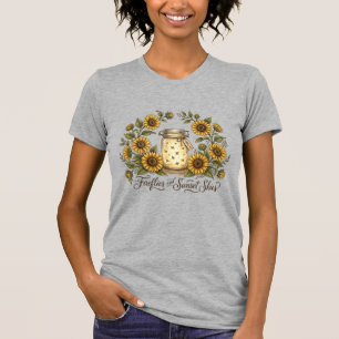 Sunflowers Fireflies Sunset Skies Spring Summer T-Shirt