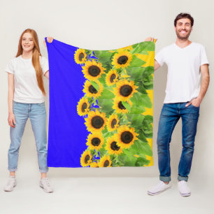 Sunflowers Fleece Blanket Ukraine Flag Colours
