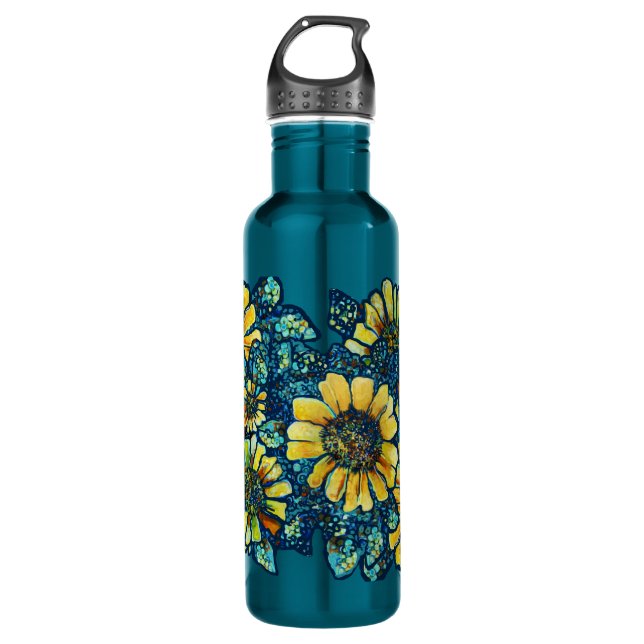 Sunflowers, Floral Art (24 oz) 710 Ml Water Bottle (Front)