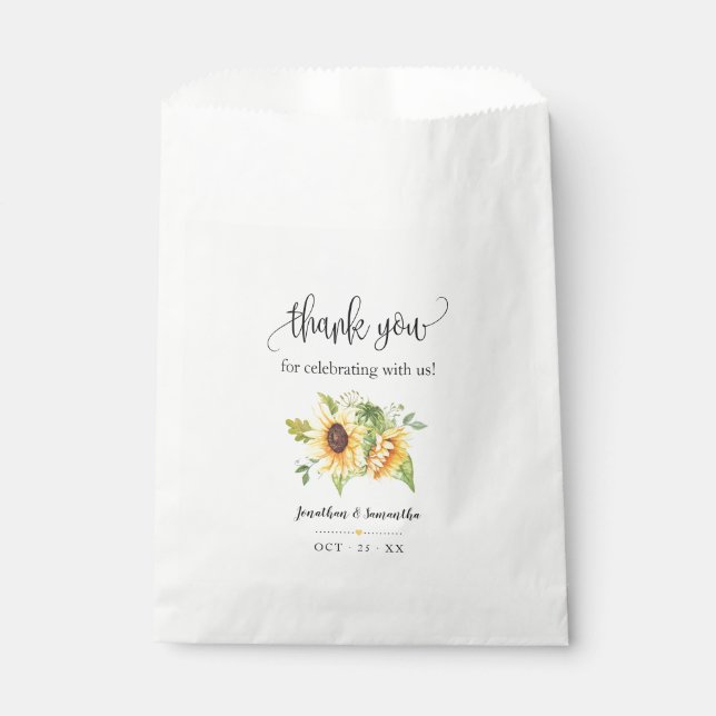 Sunflowers floral boho chic party wedding favour bags (Front)