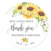 Sunflowers floral boho chic wedding thank you