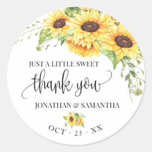 Sunflowers floral boho chic wedding thank you classic round sticker