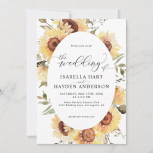 Sunflowers Floral Fall Summer Rustic Boho Wedding Invitation