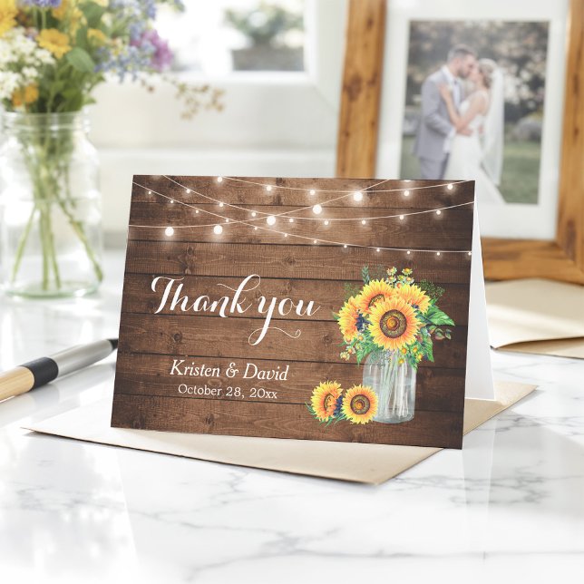 Sunflowers Floral Mason Jar Lights Thank You (Creator Uploaded)