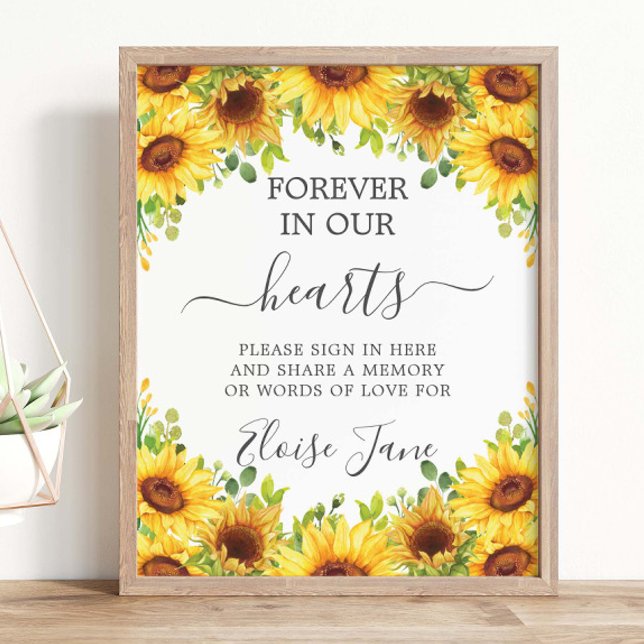 Sunflowers Floral Memorial Funeral Memory Table Poster (Creator Uploaded)