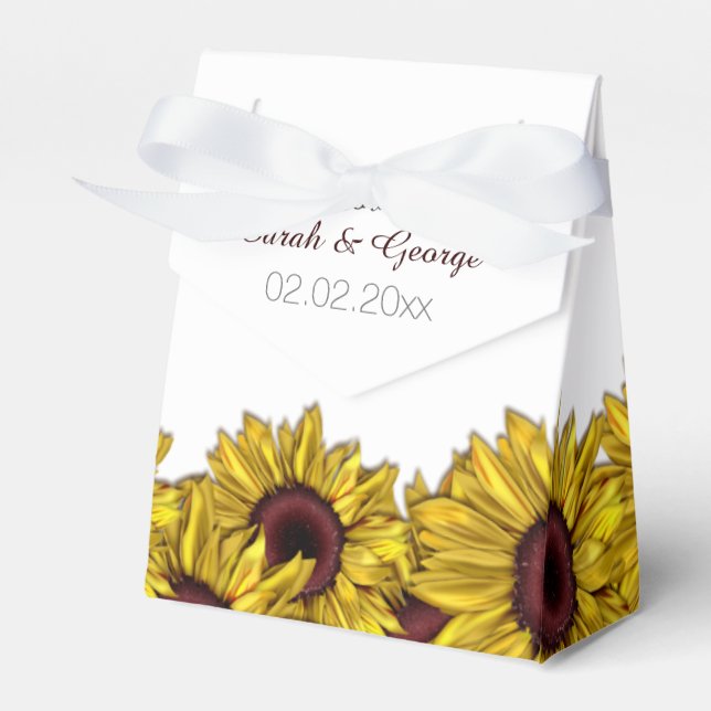 sunflowers floral personalised wedding favour boxe favour box (Front Side)