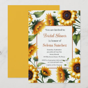 Sunflowers Floral Rustic Boho Barn Bridal Shower  Invitation