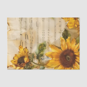 Sunflowers floral vintage music sheet ephemera
