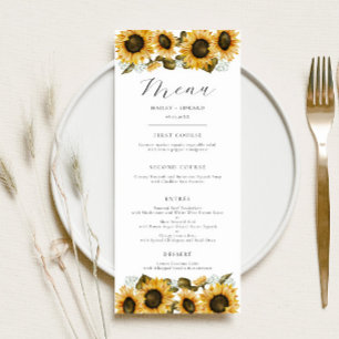Sunflowers Floral Wedding Dinner Menu