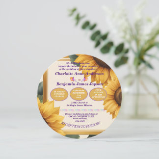 Sunflowers floral wedding invitation