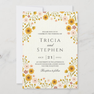 Sunflowers floral wedding invitation