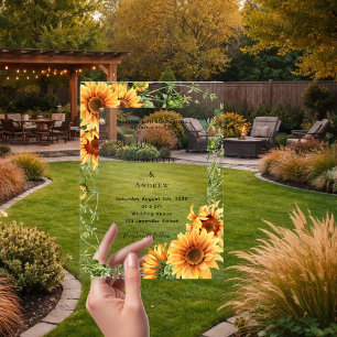 Sunflowers florals clear wedding  acrylic invitations