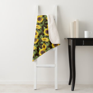 Sunflowers flower shop exotic floral sherpa blanket
