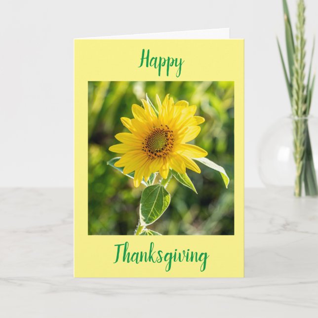SUNFLOWERS FOR A "HAPPY THANKSGIVING" WISH HOLIDAY CARD (Front)