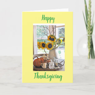 SUNFLOWERS FOR A "HAPPY THANKSGIVING" WISH HOLIDAY CARD
