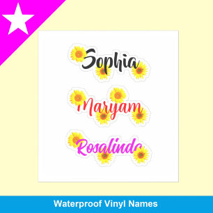 Sunflowers for Girls, Cute Flower Name Stickers