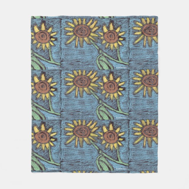 Sunflowers Forever - Kids Art for CHOC  Fleece Blanket (Front)