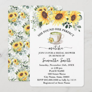 Sunflowers Found Her Perfect Matcha Bridal Shower  Invitation