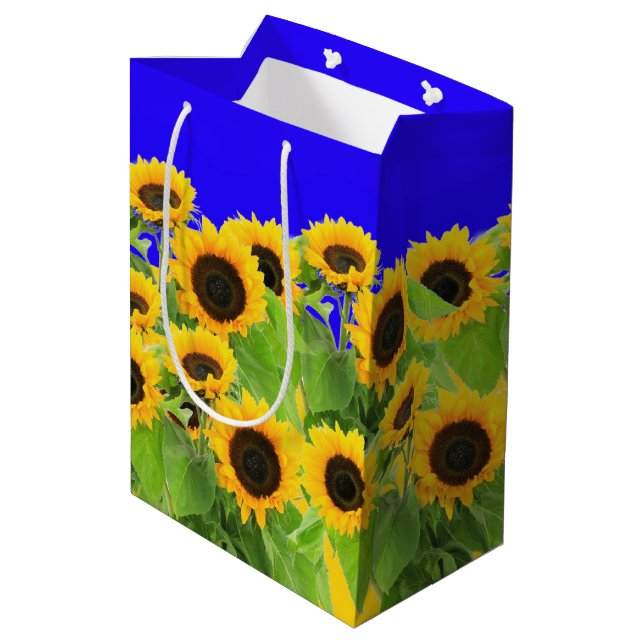Sunflowers - Freedom Ukraine Peace Ukrainian Flag Medium Gift Bag (Back Angled)