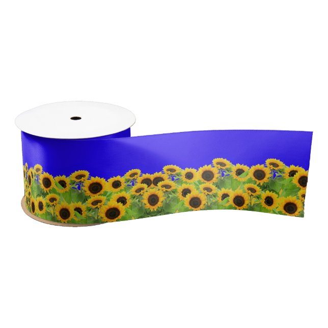 Sunflowers - Freedom Ukraine Peace Ukrainian Flag  Satin Ribbon (Spool)