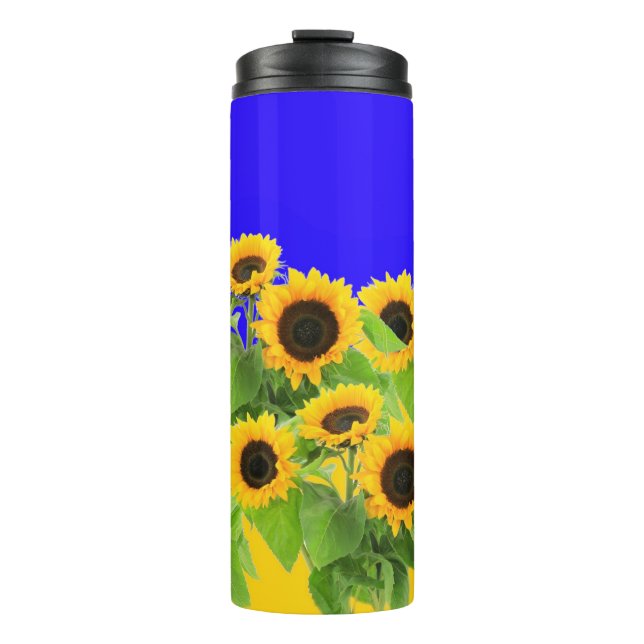 Sunflowers - Freedom Ukraine Peace Ukrainian Flag  Thermal Tumbler (Front)
