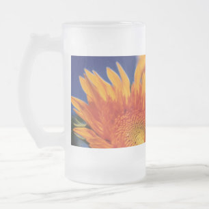 Sunflowers Frosted Glass Beer Mug