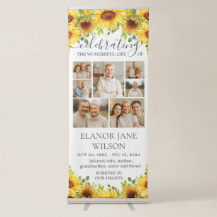 Sunflowers Funeral Memorial 7 Photos Collage Retractable Banner