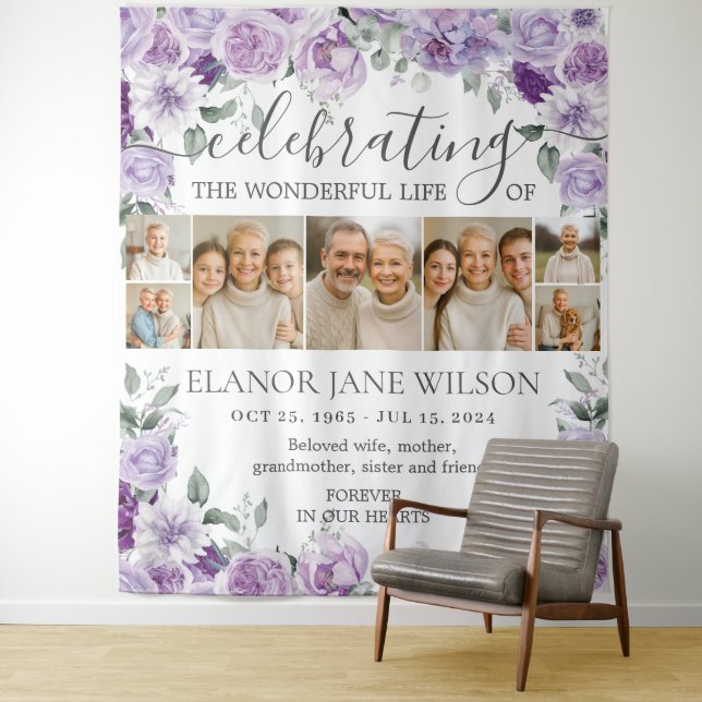 Sunflowers Funeral Memorial 7 Photos Collage Tapestry (In Situ)