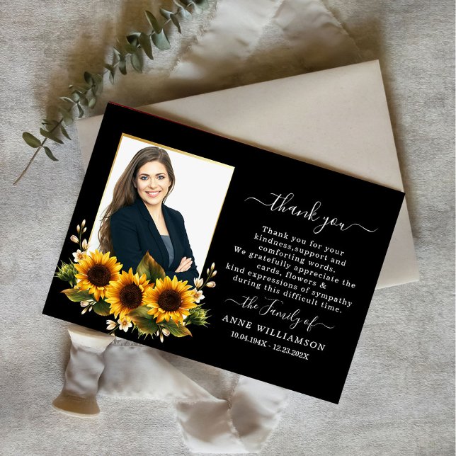 Sunflowers Funeral Thank You Card (Creator Uploaded)