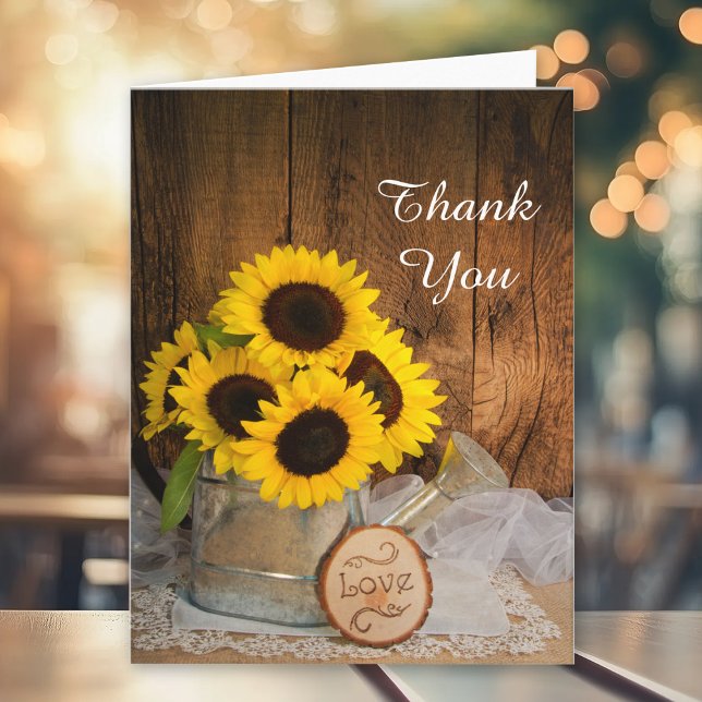 Sunflowers Garden Watering Can Wedding Thank You (Creator Uploaded)