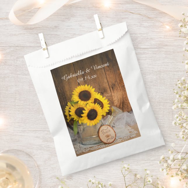 Sunflowers Garden Watering Can Wedding Thank You Favour Bags (Clipped)