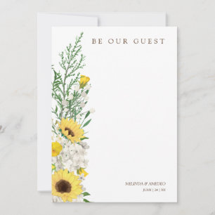Sunflowers Garland Bouquet Be our Guest Quote Invitation