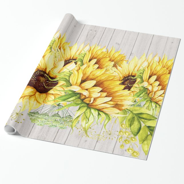 Sunflowers Gift Wrapping Paper (Unrolled)