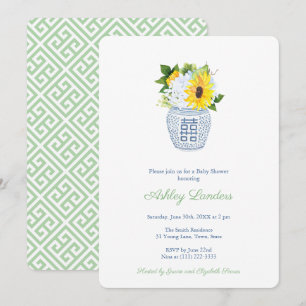 Sunflowers Ginger Jar Gender Neutral Baby Shower Invitation