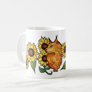 Sunflowers Ginger Maine Coon Cat                   Coffee Mug