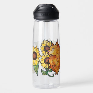 Sunflowers Ginger Maine Coon Cat                   Water Bottle
