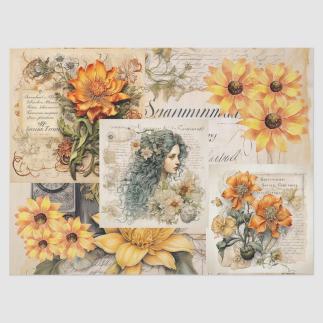 Sunflowers & Girly Dreams Collage Tissue Paper (Front)