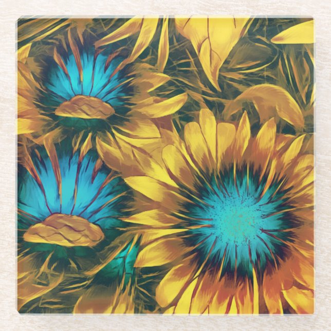 Sunflowers Glass Coaster (Front)