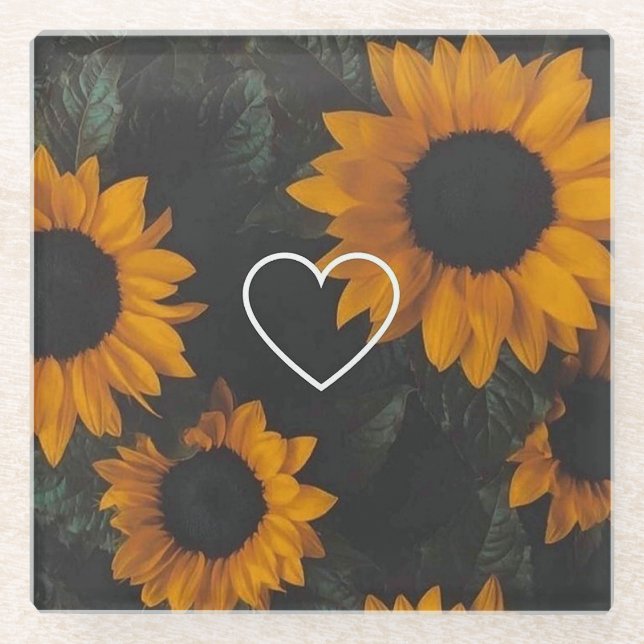 Sunflowers Glass Coaster (Front)