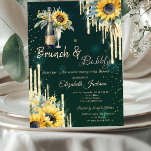 Sunflowers Glass Drips Brunch & Bubbly  Invitation