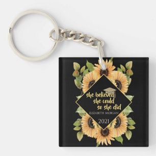Sunflowers Glitter Graduate Cap Beverage Coaster K Key Ring