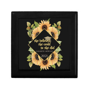Sunflowers Glitter Graduate Cap Gift Box