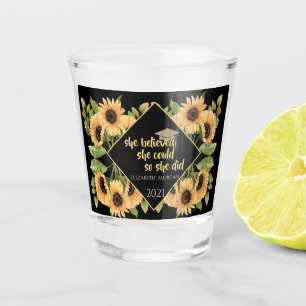 Sunflowers Glitter Graduate Cap  Shot Glass