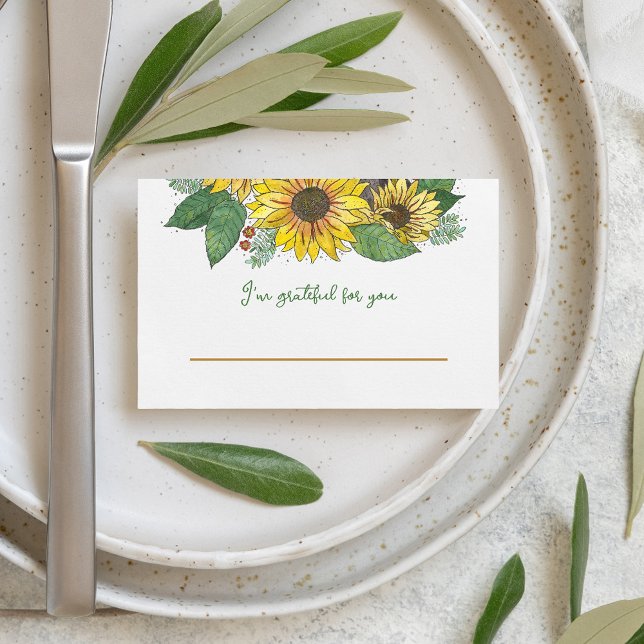 Sunflowers Grateful for You Thanksgiving Place Card (Creator Uploaded)